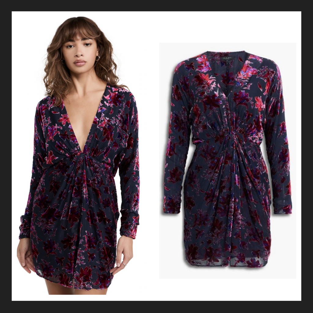 Rag & Bone Pink Eloise Gathered Devor-Velvet Mini Dress